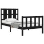 Estructura de cama individual con cabecero madera maciza negro de vidaXL, Camas y somieres - Ref: Foro24-3192195, Precio: 125...
