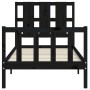 Estructura de cama individual con cabecero madera maciza negro de vidaXL, Camas y somieres - Ref: Foro24-3192195, Precio: 125...