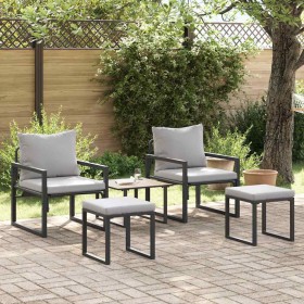 Muebles de jardín con cojín 4 pcs Gris Claro Poliéster en Sofás de exterior | Comprar online en Foru.es