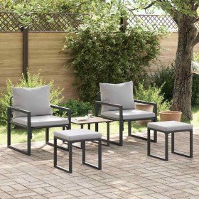 Muebles de jardín con cojín 4 pcs Gris Claro Poliéster en Sofás de exterior | Comprar online en Foru.es