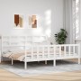 Estructura de cama con cabecero madera maciza blanco 200x200 cm de vidaXL, Camas y somieres - Ref: Foro24-3192577, Precio: 15...