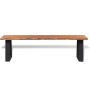 Banco de madera de acacia maciza 145 cm de vidaXL, Bancos para recibidores y almacenamiento - Ref: Foro24-245687, Precio: 176...