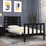 Estructura de cama individual con cabecero madera maciza negro de vidaXL, Camas y somieres - Ref: Foro24-3192780, Precio: 133...