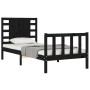 Estructura de cama individual con cabecero madera maciza negro de vidaXL, Camas y somieres - Ref: Foro24-3192780, Precio: 133...