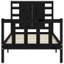 Estructura de cama individual con cabecero madera maciza negro de vidaXL, Camas y somieres - Ref: Foro24-3192780, Precio: 133...