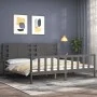 Estructura de cama con cabecero madera maciza gris 200x200cm de vidaXL, Camas y somieres - Ref: Foro24-3192838, Precio: 184,4...