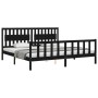 Estructura de cama con cabecero madera maciza negro 200x200 cm de vidaXL, Camas y somieres - Ref: Foro24-3192450, Precio: 221...
