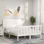 Estructura de cama con cabecero madera maciza blanco 140x200 cm de vidaXL, Camas y somieres - Ref: Foro24-3192752, Precio: 19...