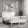 Estructura de cama con cabecero madera maciza blanco 140x200 cm de vidaXL, Camas y somieres - Ref: Foro24-3192752, Precio: 19...