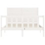 Estructura de cama con cabecero madera maciza blanco 140x200 cm de vidaXL, Camas y somieres - Ref: Foro24-3192752, Precio: 19...