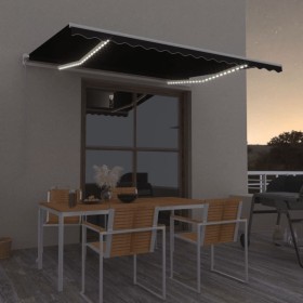 Toldo retráctil manual con LED gris antracita 400x300 cm en Toldos | Comprar online en Foru.es