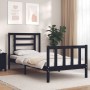 Estructura de cama individual con cabecero madera maciza negro de vidaXL, Camas y somieres - Ref: Foro24-3192845, Precio: 120...