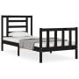 Estructura de cama individual con cabecero madera maciza negro de vidaXL, Camas y somieres - Ref: Foro24-3192845, Precio: 120...