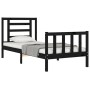 Estructura de cama individual con cabecero madera maciza negro de vidaXL, Camas y somieres - Ref: Foro24-3192845, Precio: 120...