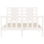 Estructura cama de matrimonio con cabecero madera maciza blanco de vidaXL, Camas y somieres - Ref: Foro24-3192787, Precio: 13...