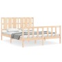 Estructura de cama con cabecero madera maciza 160x200 cm de vidaXL, Camas y somieres - Ref: Foro24-3192241, Precio: 143,32 €,...