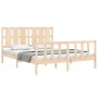 Estructura de cama con cabecero madera maciza 160x200 cm de vidaXL, Camas y somieres - Ref: Foro24-3192241, Precio: 143,32 €,...