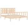 Estructura de cama con cabecero madera maciza 160x200 cm de vidaXL, Camas y somieres - Ref: Foro24-3192241, Precio: 143,32 €,...