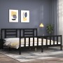 Estructura de cama con cabecero madera maciza negro 200x200 cm de vidaXL, Camas y somieres - Ref: Foro24-3192905, Precio: 206...