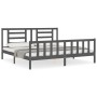 Estructura de cama con cabecero madera maciza gris 200x200 cm de vidaXL, Camas y somieres - Ref: Foro24-3192903, Precio: 171,...