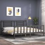 Estructura de cama con cabecero madera maciza gris 200x200 cm de vidaXL, Camas y somieres - Ref: Foro24-3192903, Precio: 171,...