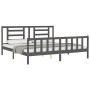 Estructura de cama con cabecero madera maciza gris 200x200 cm de vidaXL, Camas y somieres - Ref: Foro24-3192903, Precio: 171,...