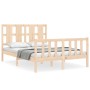 Estructura de cama de matrimonio con cabecero madera maciza de vidaXL, Camas y somieres - Ref: Foro24-3192201, Precio: 120,92...