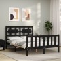 Estructura de cama con cabecero madera maciza negro 140x190 cm de vidaXL, Camas y somieres - Ref: Foro24-3192540, Precio: 180...