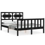 Estructura de cama con cabecero madera maciza negro 140x190 cm de vidaXL, Camas y somieres - Ref: Foro24-3192540, Precio: 180...