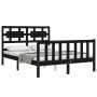 Estructura de cama con cabecero madera maciza negro 140x190 cm de vidaXL, Camas y somieres - Ref: Foro24-3192540, Precio: 180...
