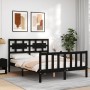 Estructura de cama con cabecero madera maciza negro 140x190 cm de vidaXL, Camas y somieres - Ref: Foro24-3192540, Precio: 180...