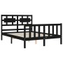 Estructura de cama con cabecero madera maciza negro 140x190 cm de vidaXL, Camas y somieres - Ref: Foro24-3192540, Precio: 180...