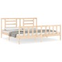 Estructura de cama con cabecero madera maciza 200x200 cm de vidaXL, Camas y somieres - Ref: Foro24-3192901, Precio: 144,51 €,...