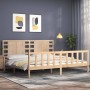 Estructura de cama con cabecero madera maciza 200x200 cm de vidaXL, Camas y somieres - Ref: Foro24-3192836, Precio: 158,39 €,...