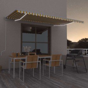 Toldo automático LED sensor de viento amarillo/blanco 500x300cm en Toldos | Comprar online en Foru.es
