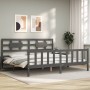 Estructura de cama con cabecero madera maciza gris 200x200 cm de vidaXL, Camas y somieres - Ref: Foro24-3192578, Precio: 174,...