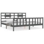 Estructura de cama con cabecero madera maciza gris 200x200 cm de vidaXL, Camas y somieres - Ref: Foro24-3192578, Precio: 174,...