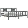Estructura de cama con cabecero madera maciza gris 200x200 cm de vidaXL, Camas y somieres - Ref: Foro24-3192578, Precio: 174,...