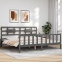 Estructura de cama con cabecero madera maciza gris 200x200 cm de vidaXL, Camas y somieres - Ref: Foro24-3192578, Precio: 174,...