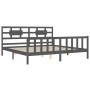 Estructura de cama con cabecero madera maciza gris 200x200 cm de vidaXL, Camas y somieres - Ref: Foro24-3192578, Precio: 174,...