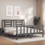 Estructura de cama matrimonio con cabecero madera maciza gris de vidaXL, Camas y somieres - Ref: Foro24-3192888, Precio: 151,...