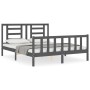 Estructura de cama matrimonio con cabecero madera maciza gris de vidaXL, Camas y somieres - Ref: Foro24-3192888, Precio: 151,...
