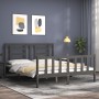 Estructura de cama matrimonio con cabecero madera maciza gris de vidaXL, Camas y somieres - Ref: Foro24-3192888, Precio: 151,...