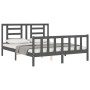 Estructura de cama matrimonio con cabecero madera maciza gris de vidaXL, Camas y somieres - Ref: Foro24-3192888, Precio: 151,...