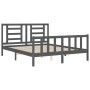 Estructura de cama matrimonio con cabecero madera maciza gris de vidaXL, Camas y somieres - Ref: Foro24-3192888, Precio: 151,...
