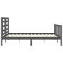 Estructura de cama matrimonio con cabecero madera maciza gris de vidaXL, Camas y somieres - Ref: Foro24-3192888, Precio: 151,...