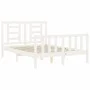 White solid wood bed frame with headboard 140x190 cm by vidaXL, Beds and slatted bases - Ref: Foro24-3192862, Price: 133,68 €...