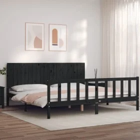 Estructura de cama con cabecero madera maciza negro 200x200 cm de vidaXL, Camas y somieres - Ref: Foro24-3192970, Precio: 223...