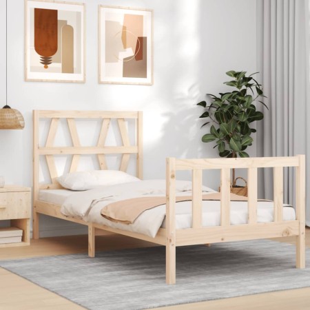 Estructura de cama con cabecero madera maciza 90x200 cm de vidaXL, Camas y somieres - Ref: Foro24-3192476, Precio: 88,69 €, D...