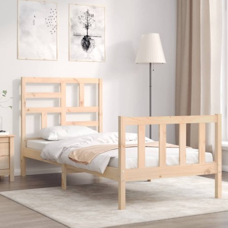 Estructura de cama con cabecero madera maciza 90x200 cm de vidaXL, Camas y somieres - Ref: Foro24-3193061, Precio: 88,26 €, D...